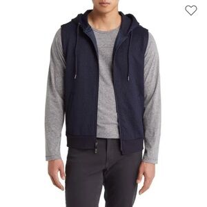 ROBERT BARAKETT fin hooded vest navy size M NWT